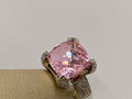 14k White Gold Pink Tourmaline Ring with Diamond Accents