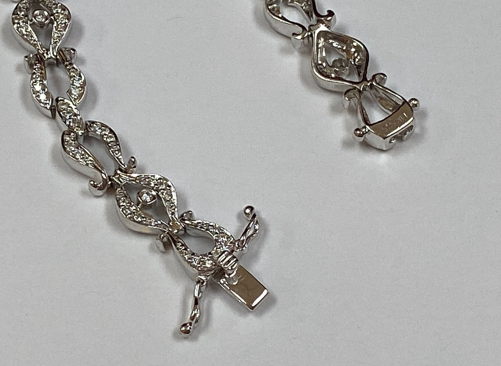 14K White Solid Gold Diamond Women's Bracelet !!!!!