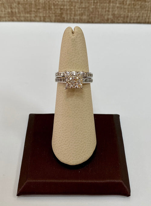 14K White Gold Diamond Bridal Ring Set - 1.10 TCW, VS2 Clarity