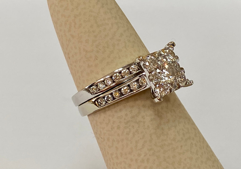 14K White Gold Diamond Bridal Ring Set - 1.10 TCW, VS2 Clarity