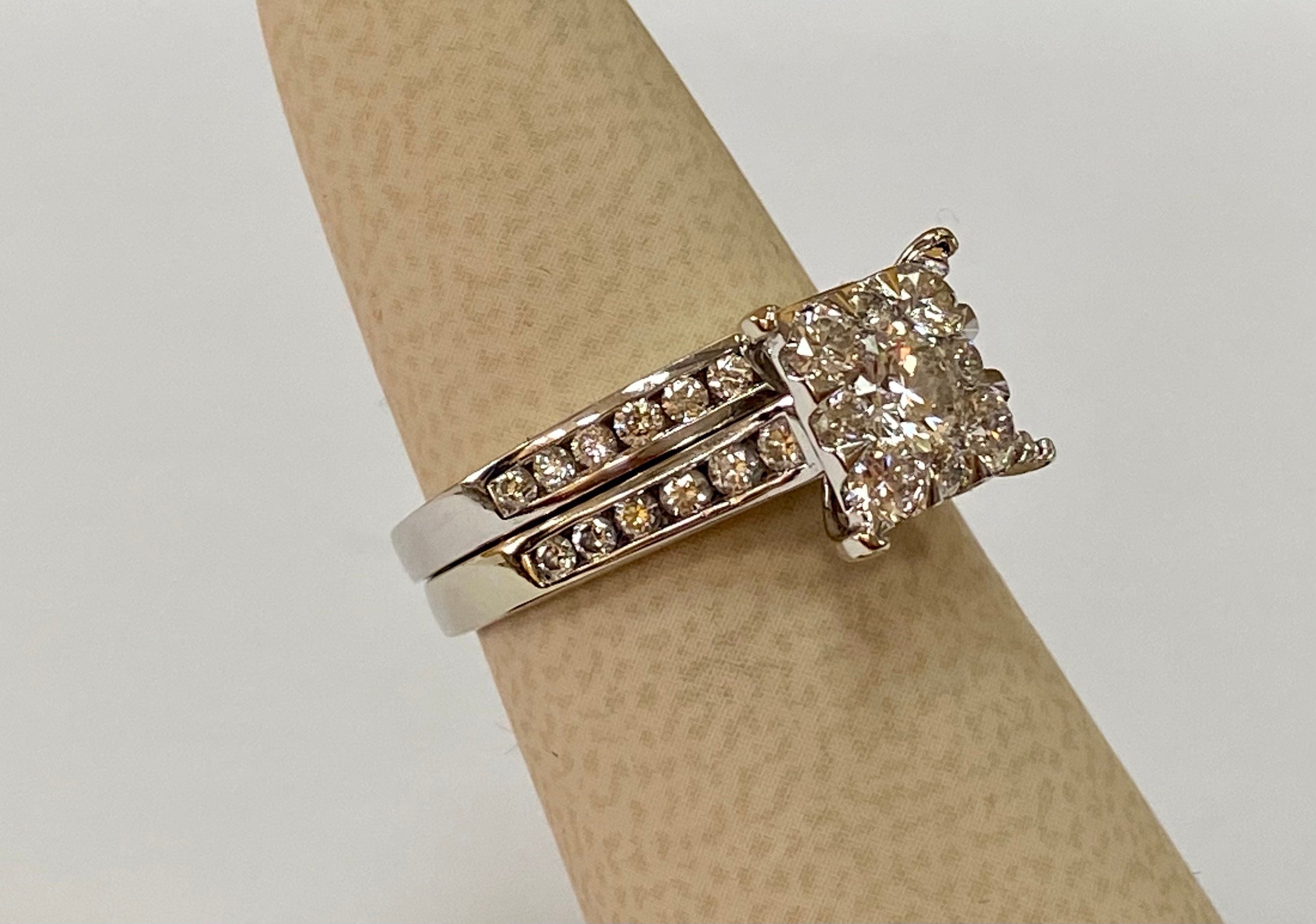 14K White Gold Diamond Bridal Ring Set - 1.10 TCW, VS2 Clarity