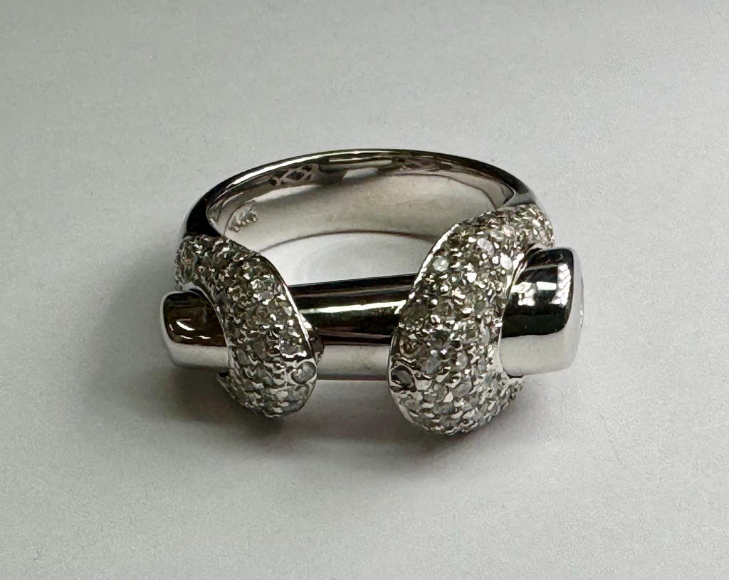 14K White Gold Pave Diamond Ring - Size 6 1/4