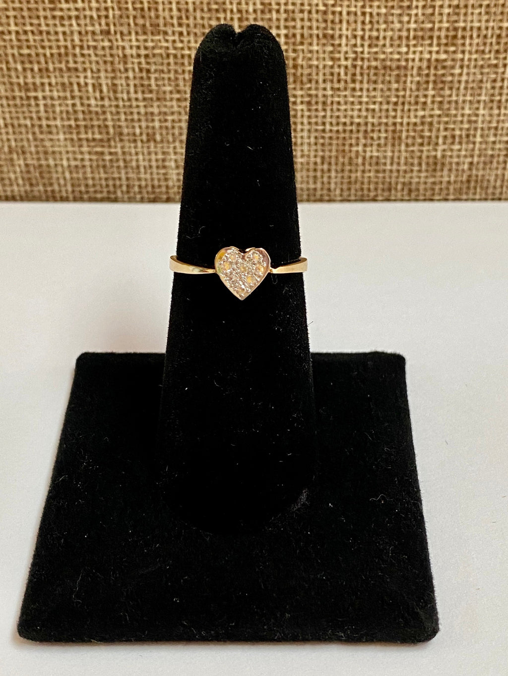14K Yellow Gold Heart Diamond Ring - Size 6