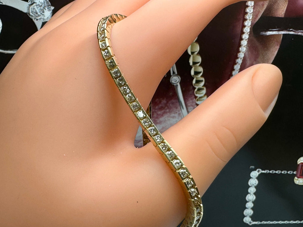 14K Yellow Gold Diamond Tennis Bracelet - 2 CT