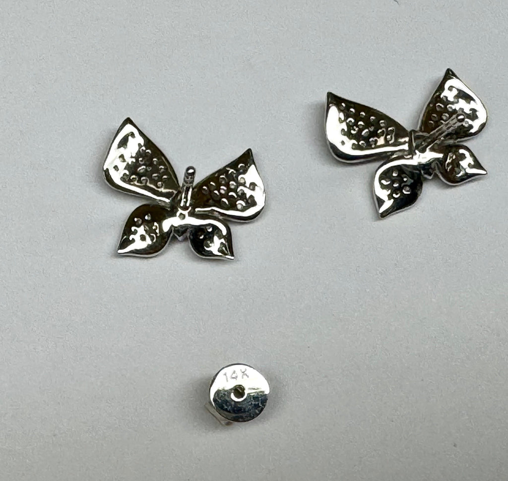 14K White Gold Diamond Butterfly Stud Earrings (0.55 ct)