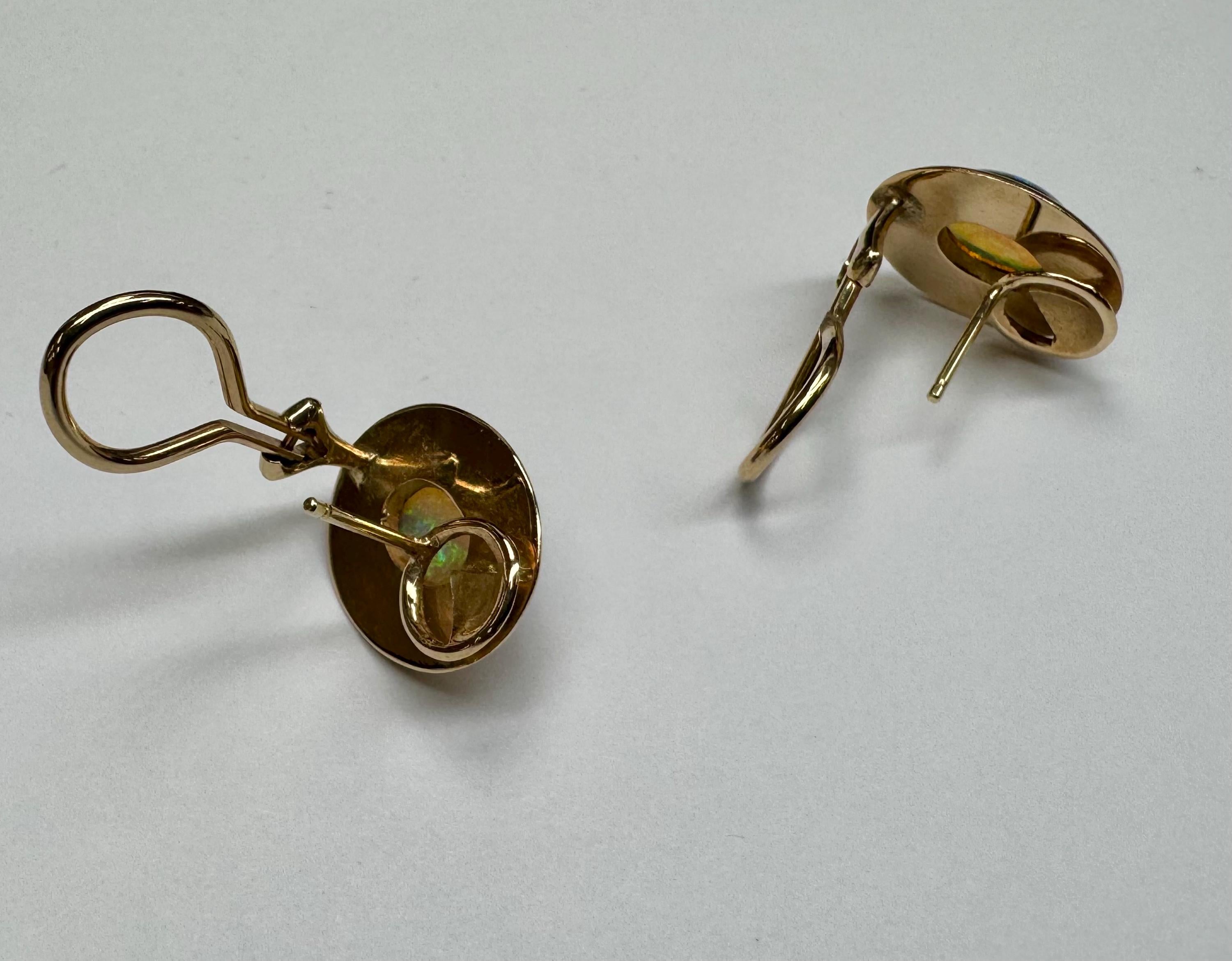 14K Yellow Gold Fire Opal Clip On Earrings