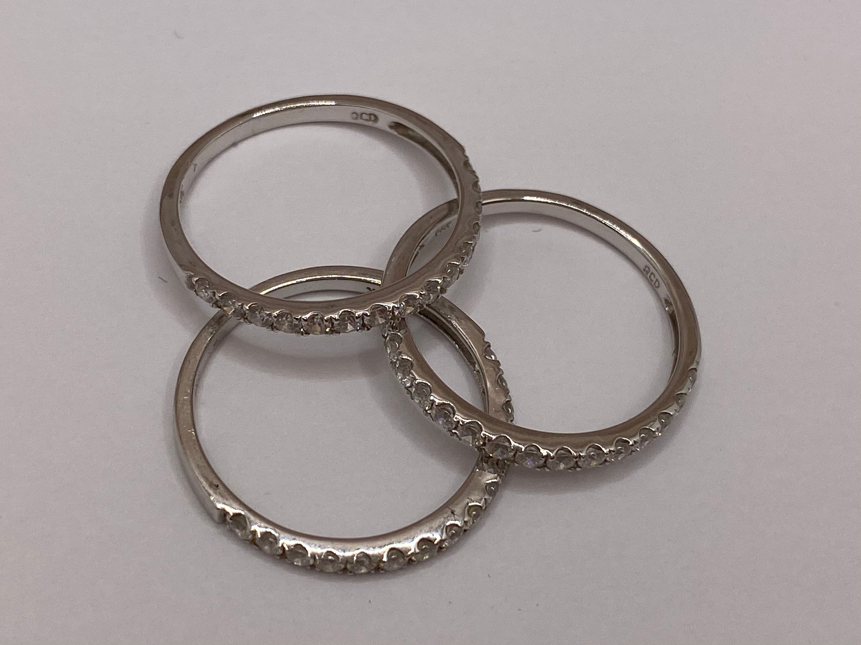 14K White Gold Diamond Stackable Band - 0.75ct, Size 7