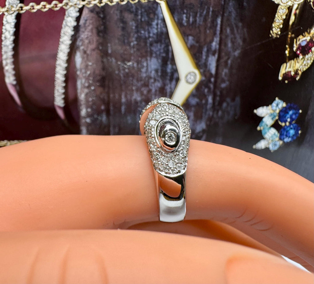 14K White Gold Pave Diamond Ring - Size 6 1/4