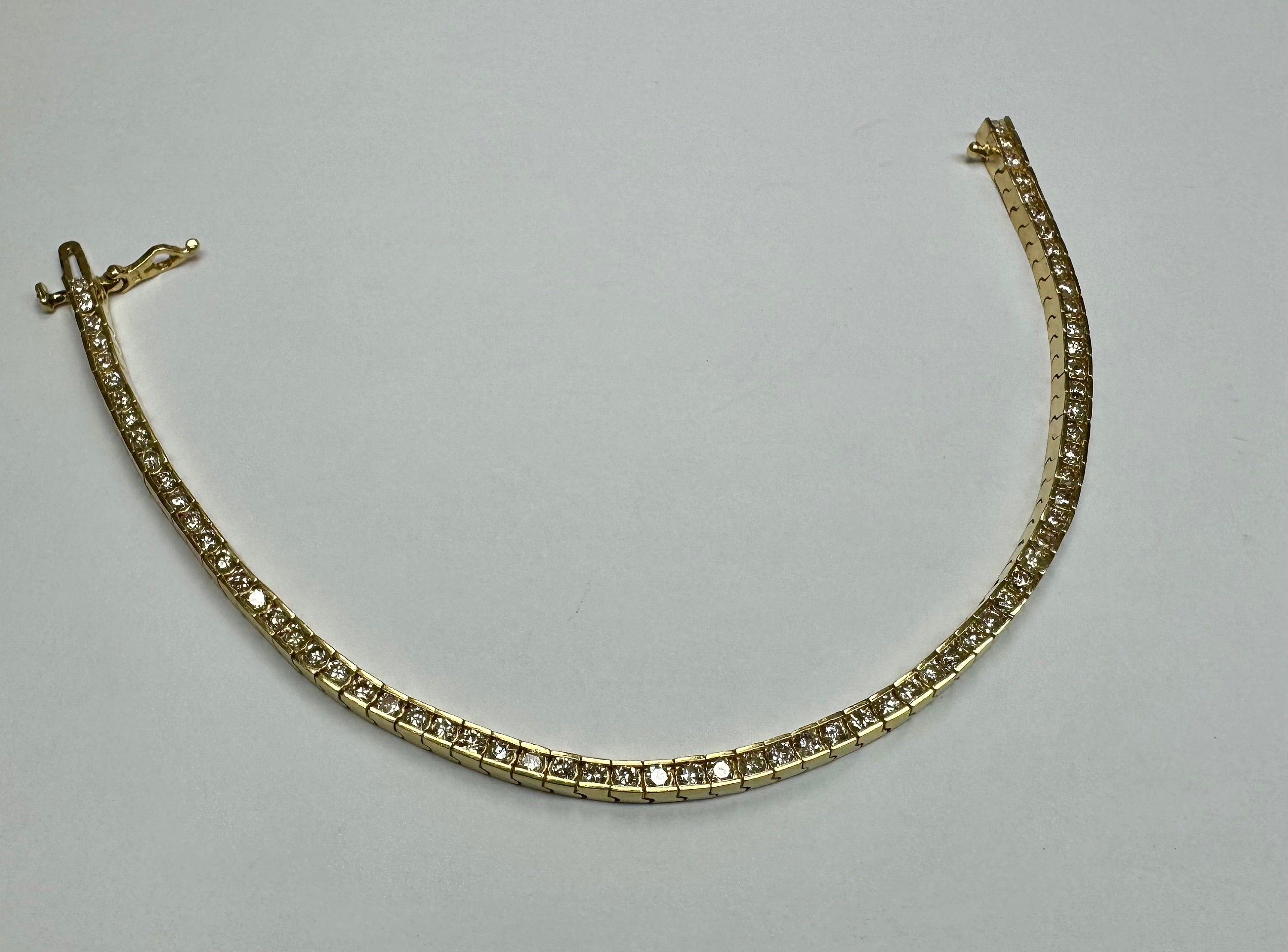 14K Yellow Gold Diamond Tennis Bracelet - 2 CT