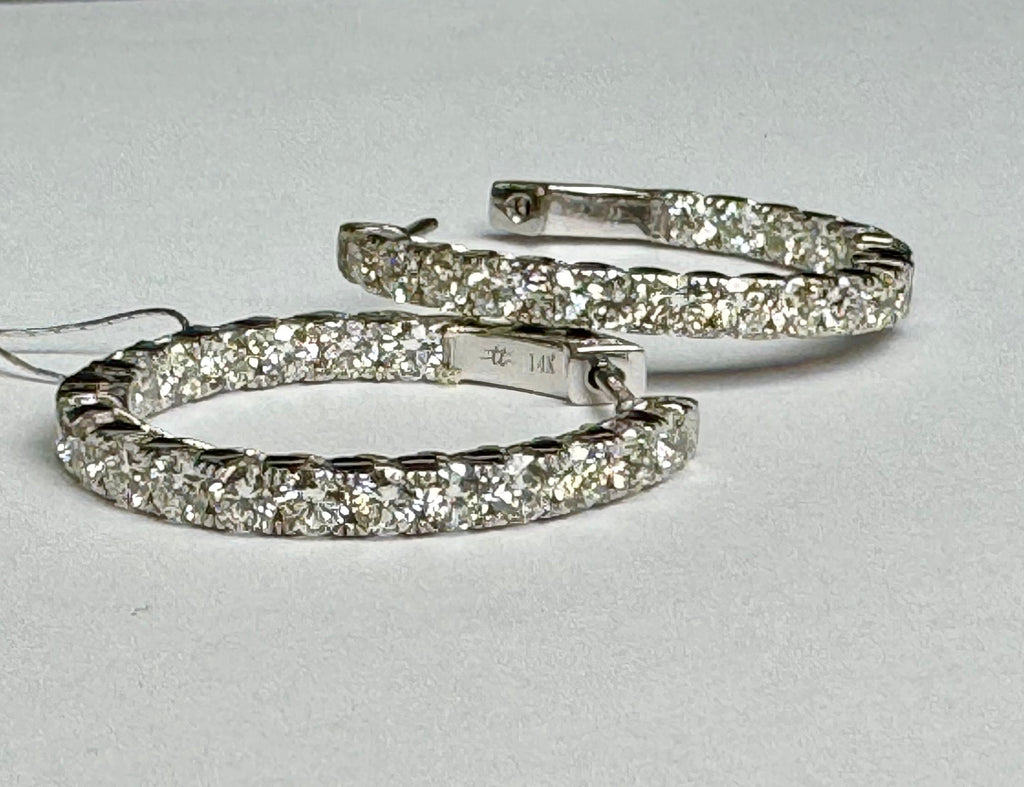 14K White Gold Diamond Hoop Earring Set (2.9 CT)