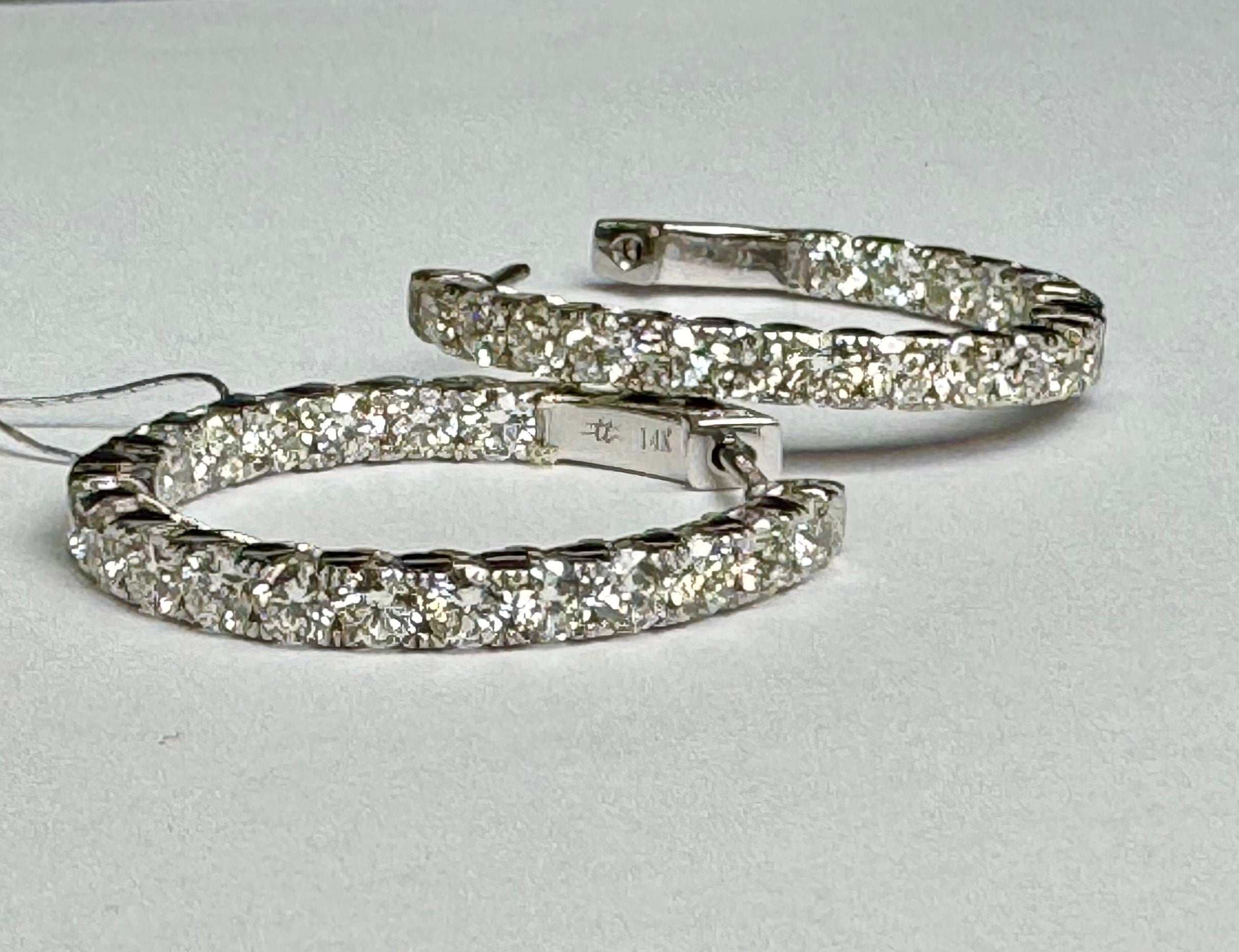 14K White Gold Diamond Hoop Earring Set (2.9 CT)