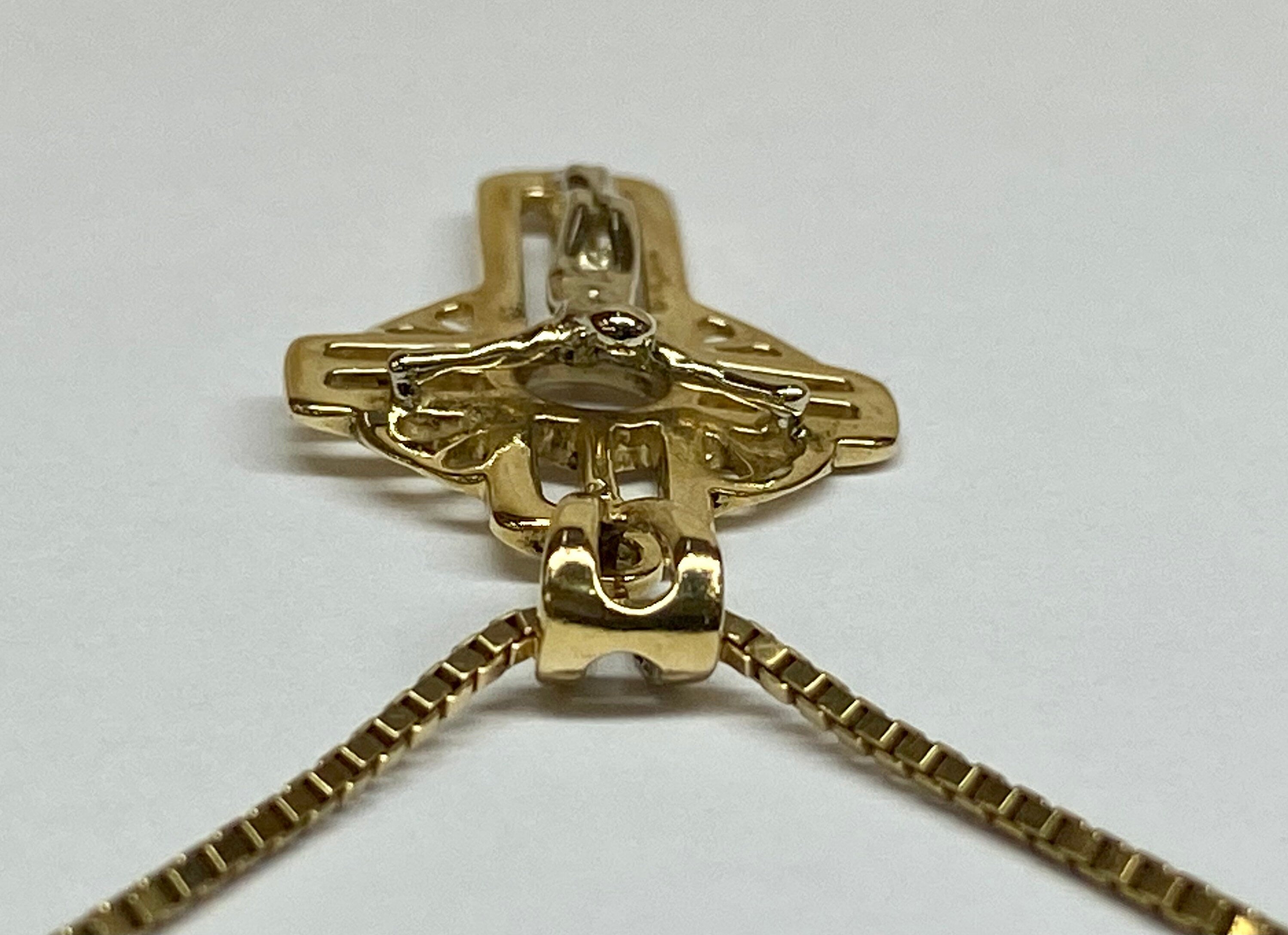 14K Two Tone Gold Cross Pendant Necklace - Italy