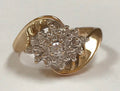 14K Yellow Solid Gold Diamond Cluster Women's Ring!!!