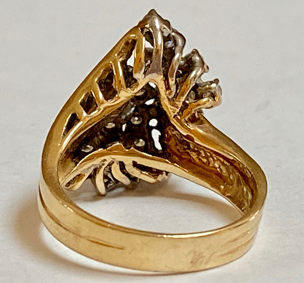 14K Yellow Solid Gold Diamond Cluster Women's Ring!!!! Size 5