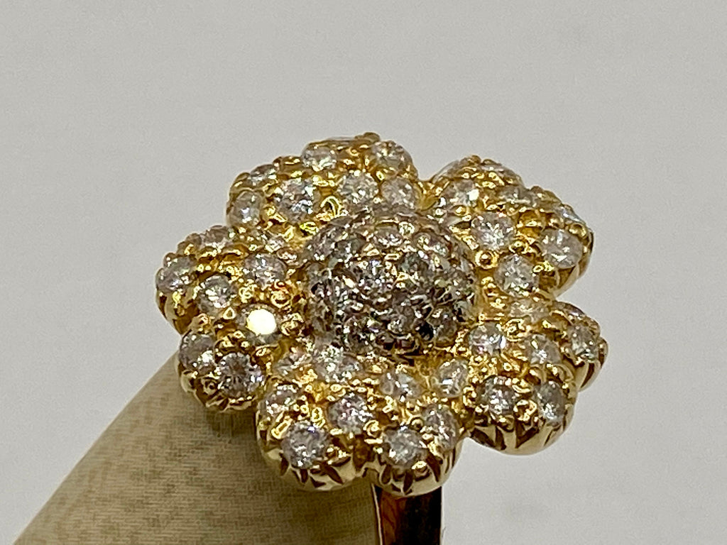 14K Yellow Gold Diamond Floral Ring - Size 5