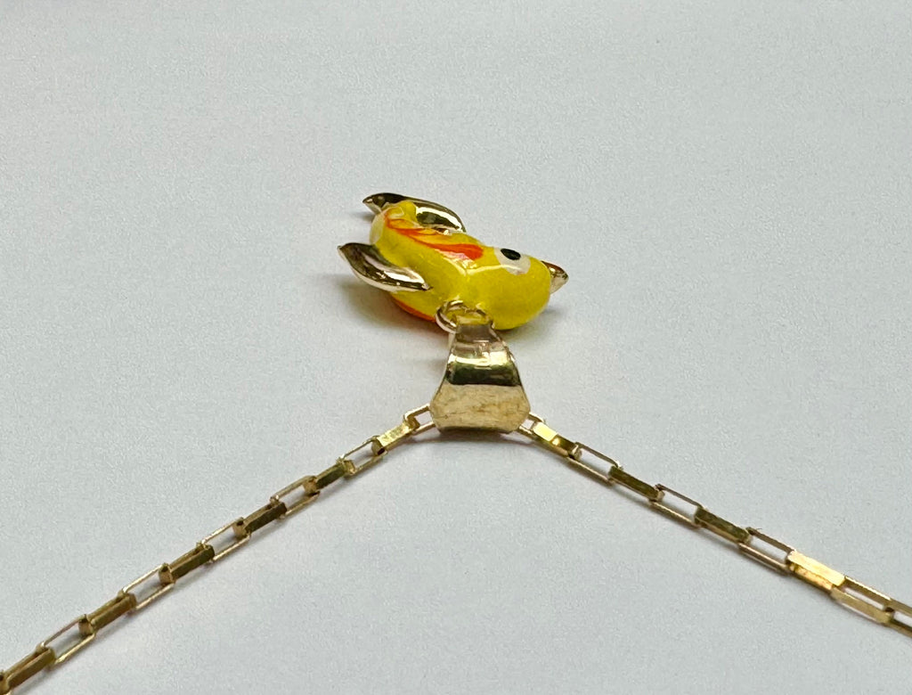 14K Yellow Gold Enamel Dolphin Charm Pendant - Italy
