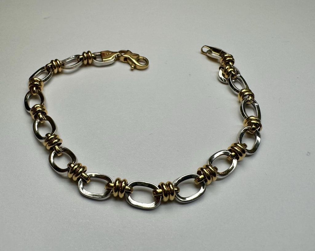 14k Yellow & White Gold Oval Link Bracelet (6 3/4")