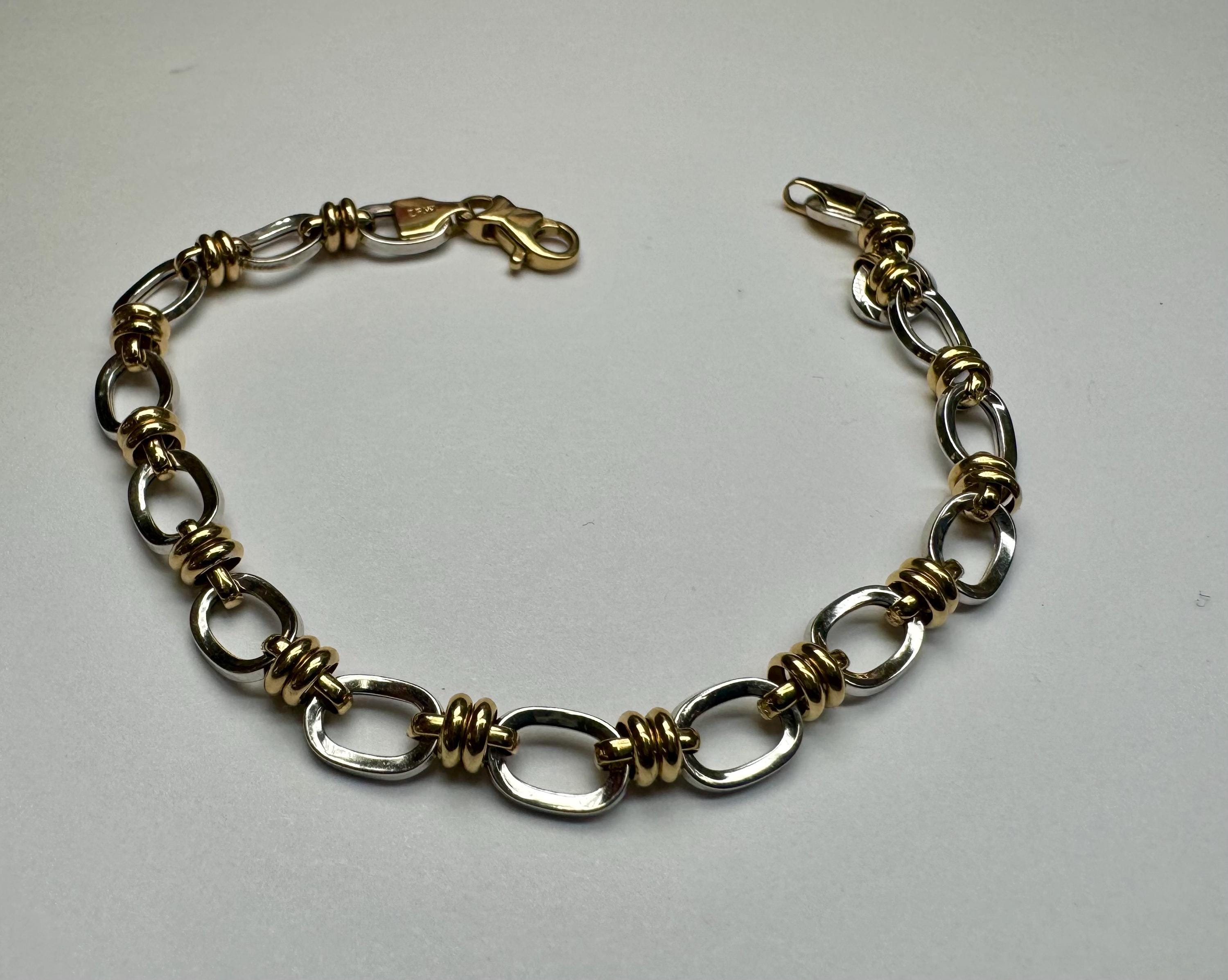 14k Yellow & White Gold Oval Link Bracelet (6 3/4")