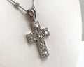 14K White Gold Cross Necklace with Cubic Zirconia