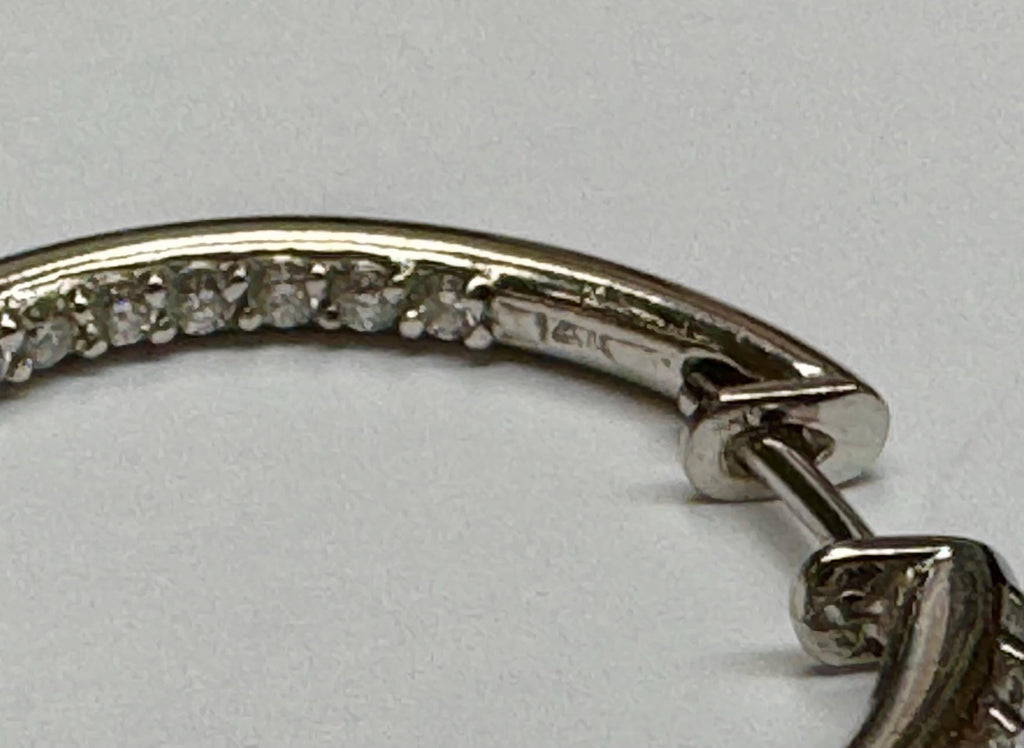14k White Gold Diamond Hoop Earrings: 0.30ct TCW