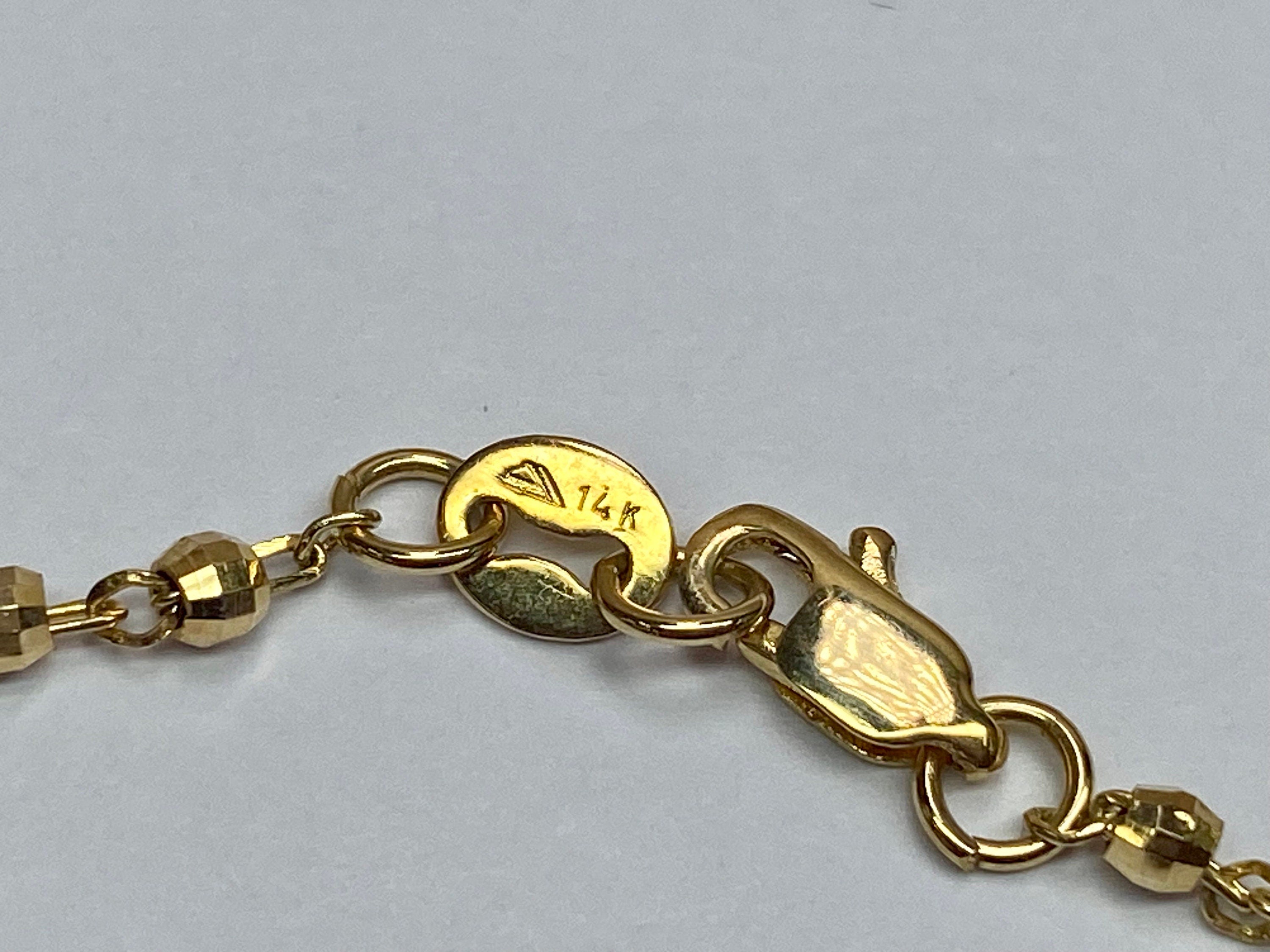 14k Yellow Gold Rosary Necklace - 22 inch Women's Cross