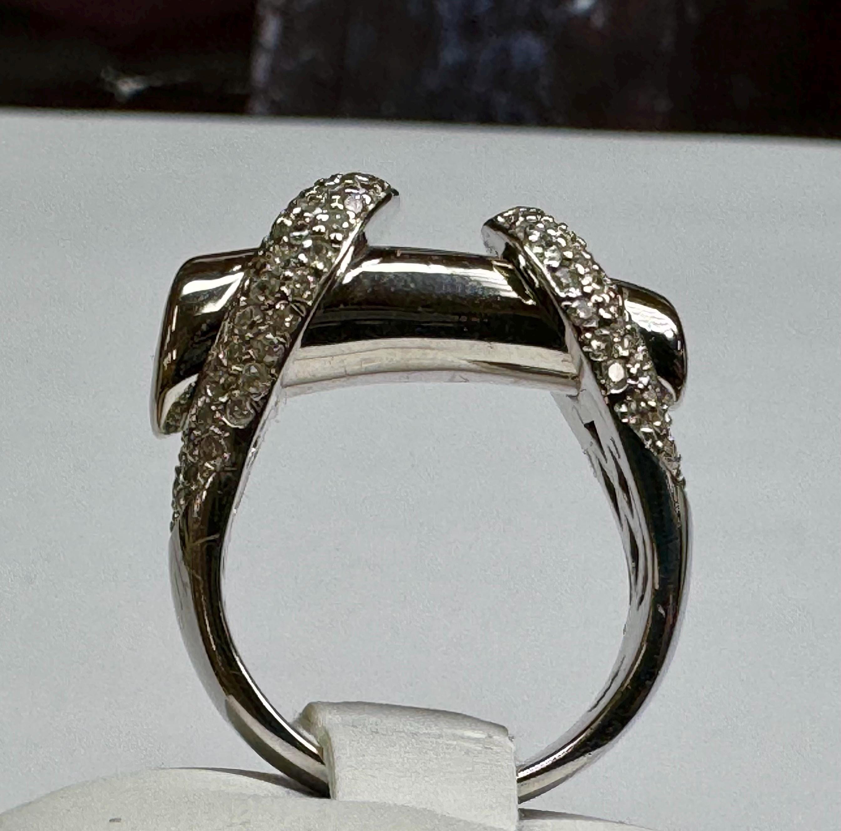 14K White Gold Pave Diamond Ring - Size 6 1/4