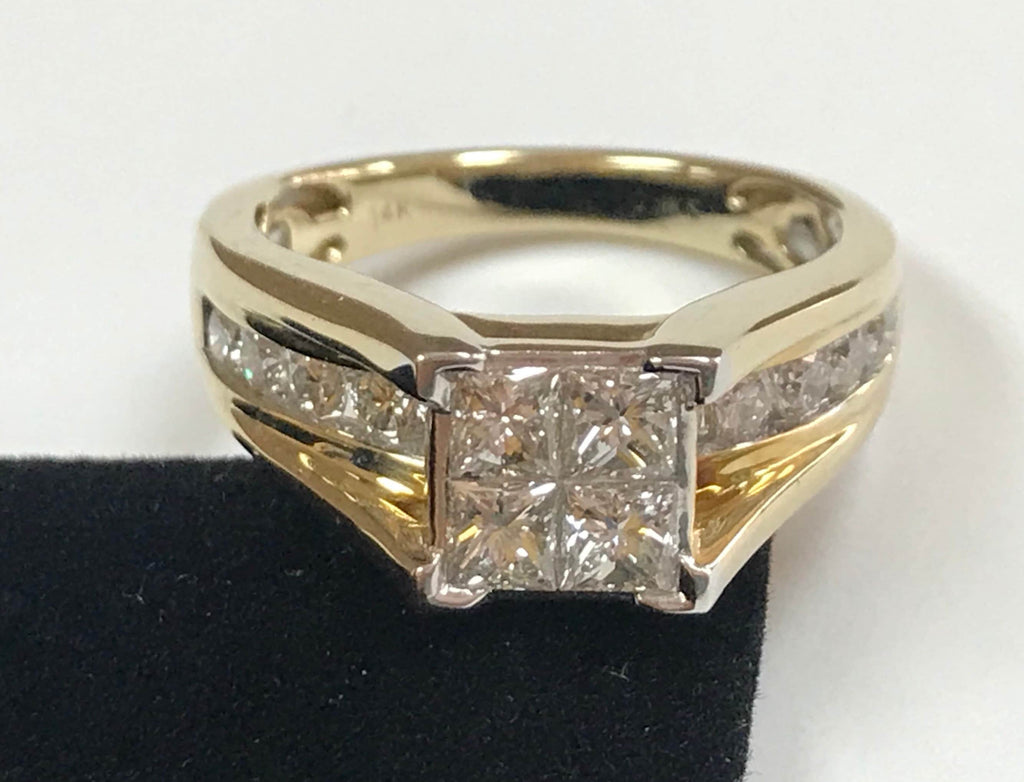 14K IKS Yellow Solid Gold Diamond Ring Set!!!! Size 7