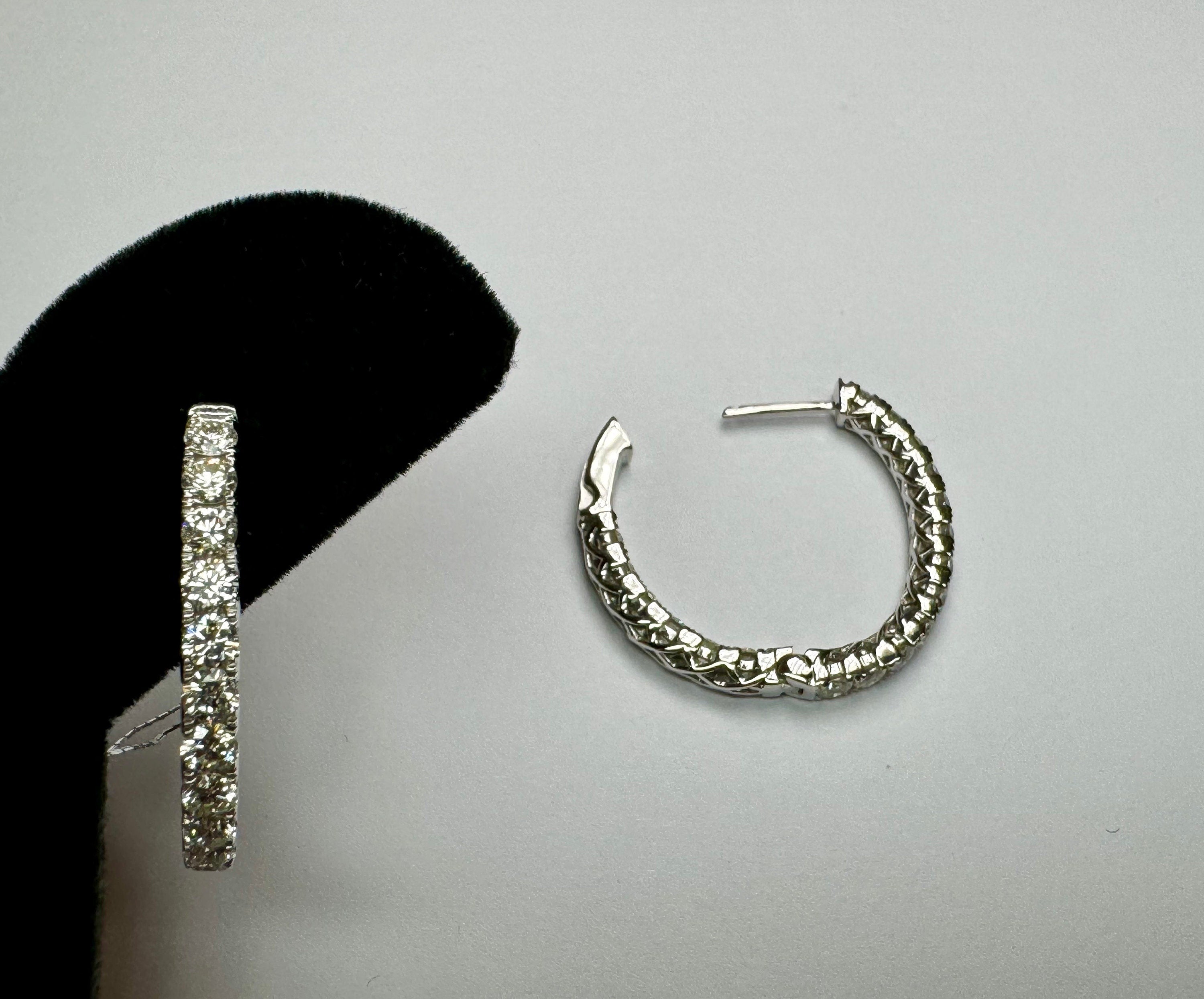 14K White Gold Diamond Hoop Earring Set (2.9 CT)