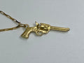 14K Yellow Solid Gold 3D Revolver Pistol Gun Pendant/Charm !!!!