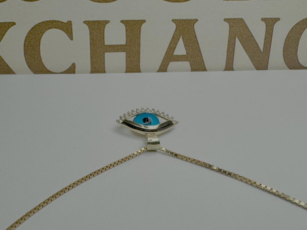 14K yellow Gold Evil Eye Pendant/Charm With Small Round White Cz!!