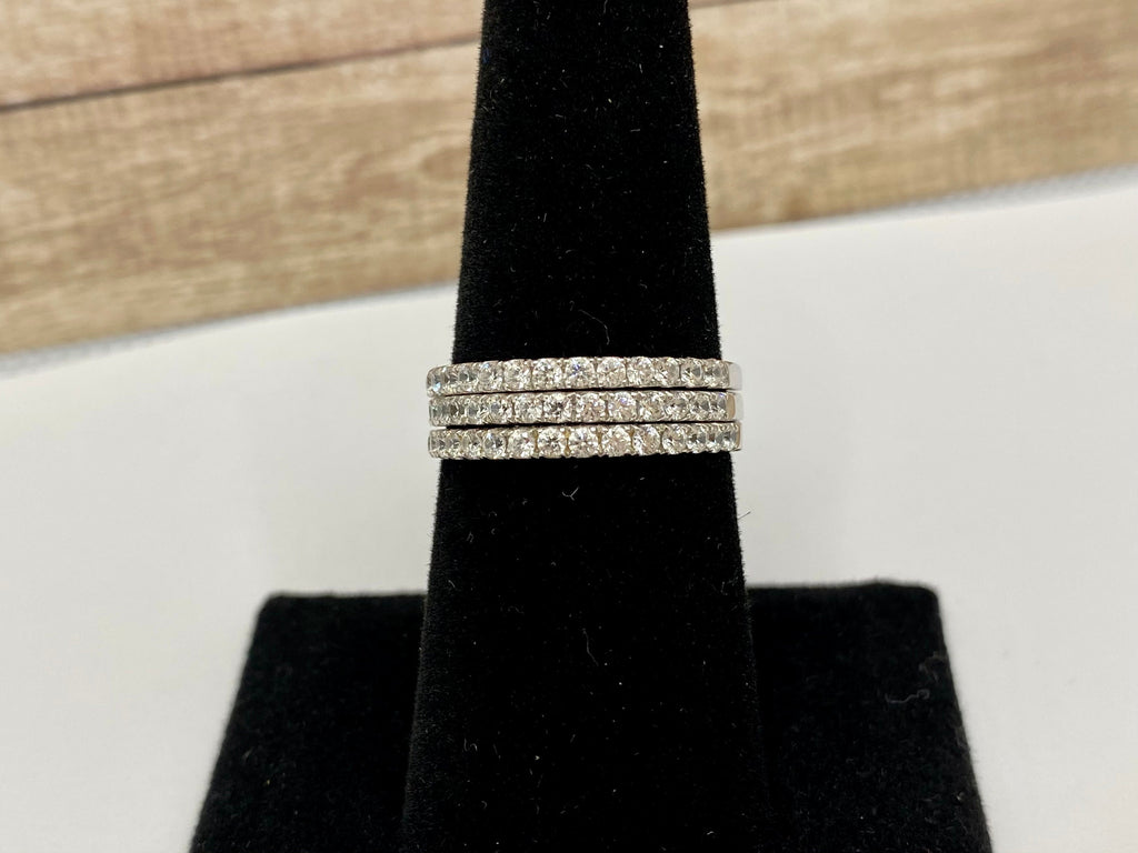 14K White Gold Diamond Stackable Band - 0.75ct, Size 7