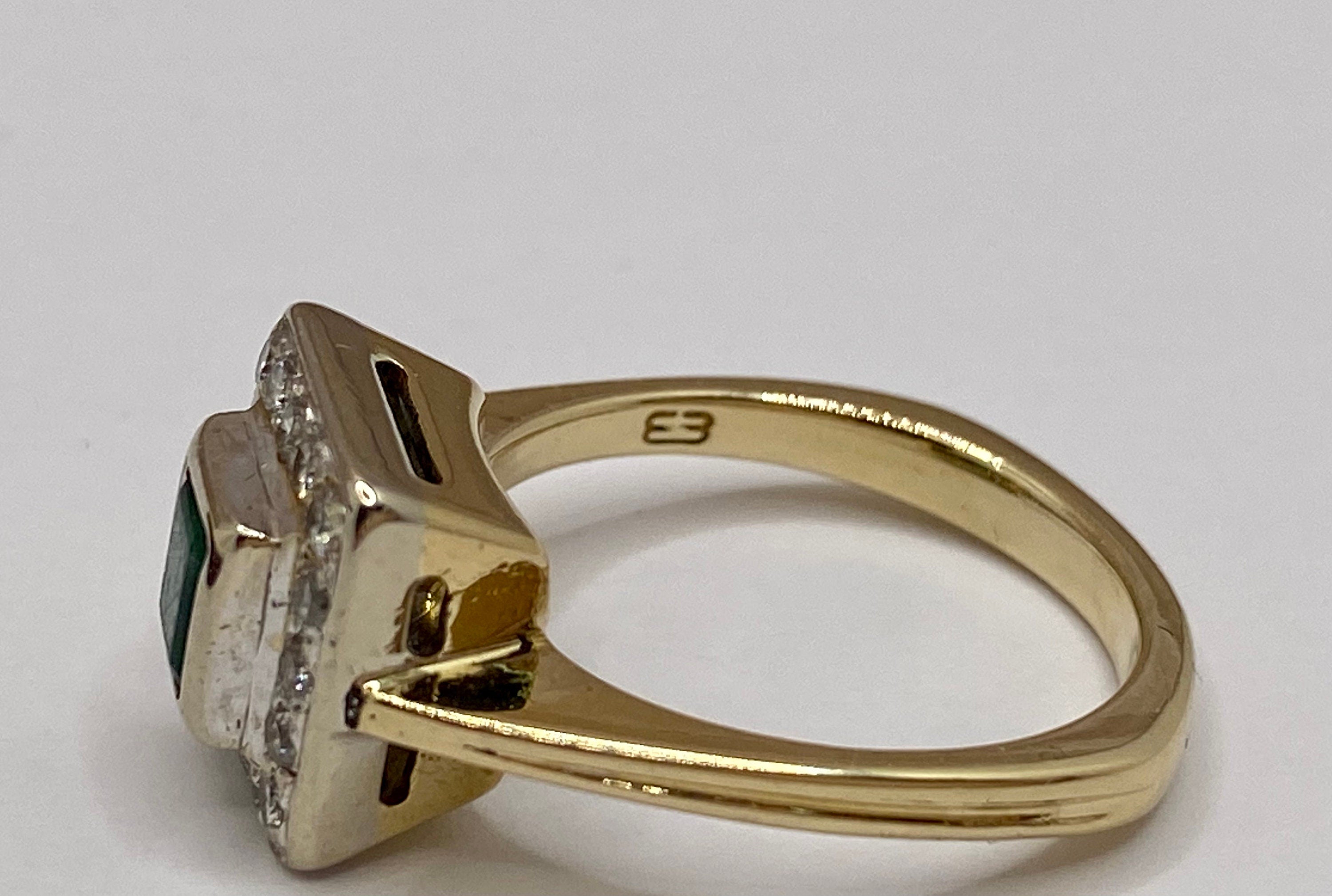 14K Yellow Gold Diamond And Emerald Statement Ring!!!!!