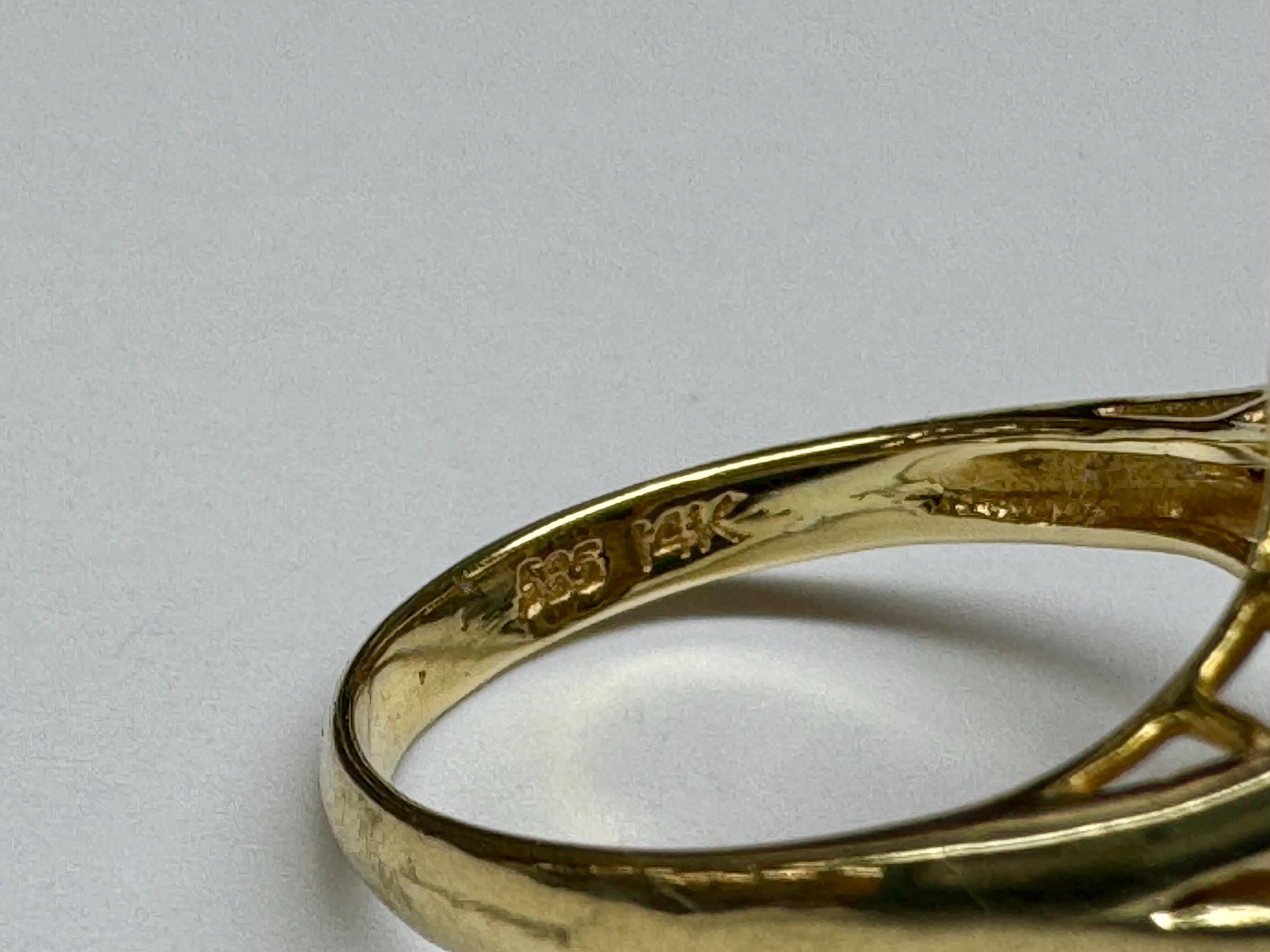14K Yellow Gold Sapphire Diamond Ring - Size 6 1/2