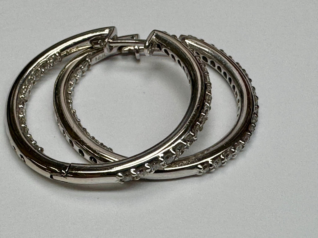 14k White Gold Diamond Hoop Earrings: 0.30ct TCW