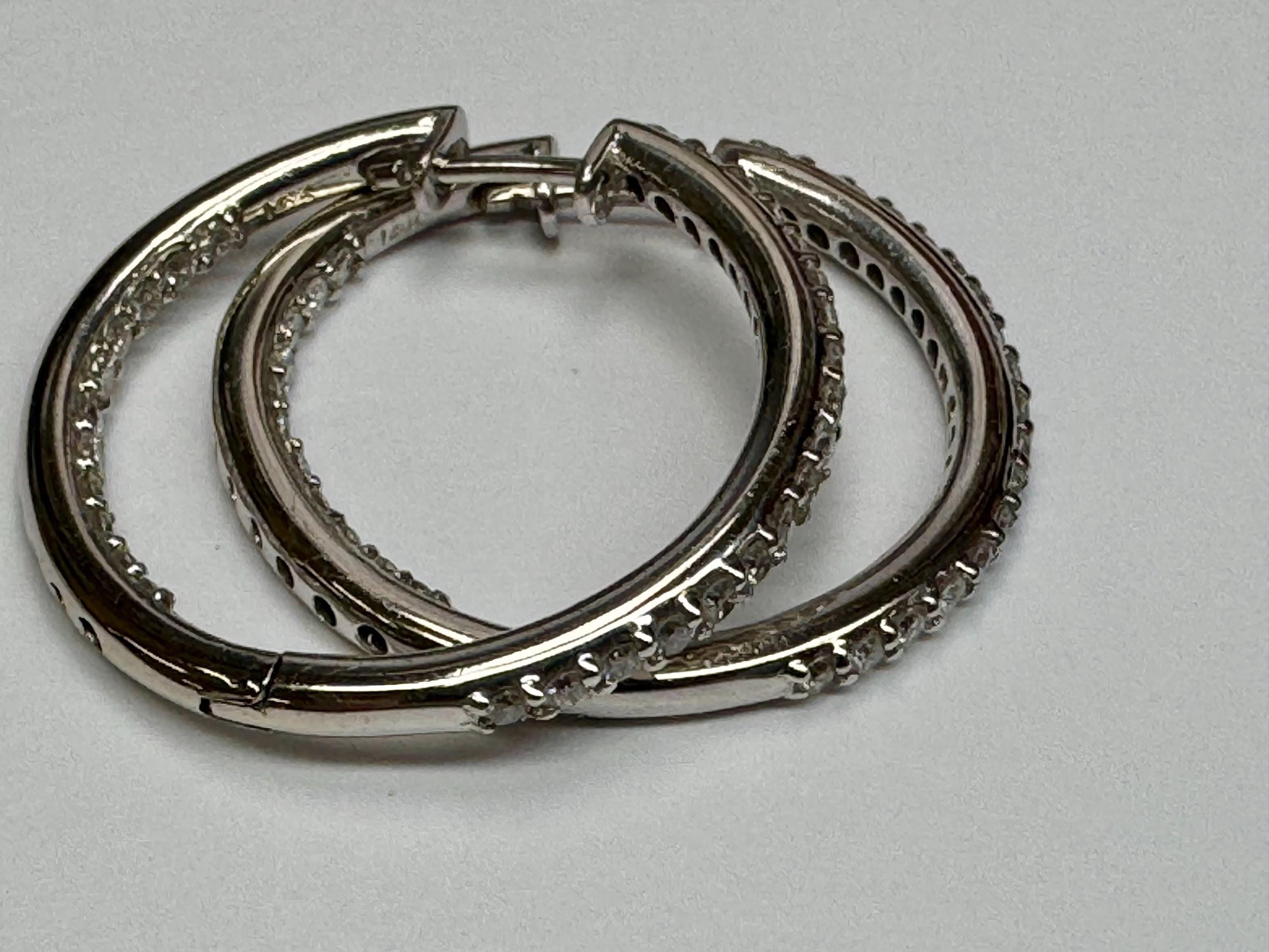14k White Gold Diamond Hoop Earrings: 0.30ct TCW