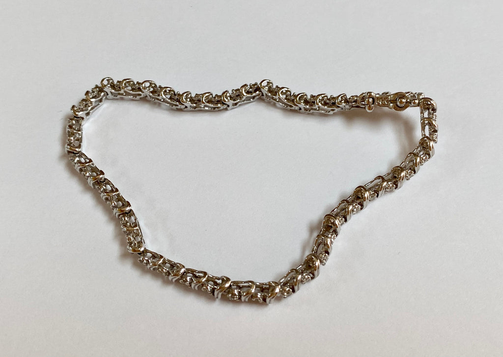 14K White Solid Gold And Diamond Tennis Bracelet!!!