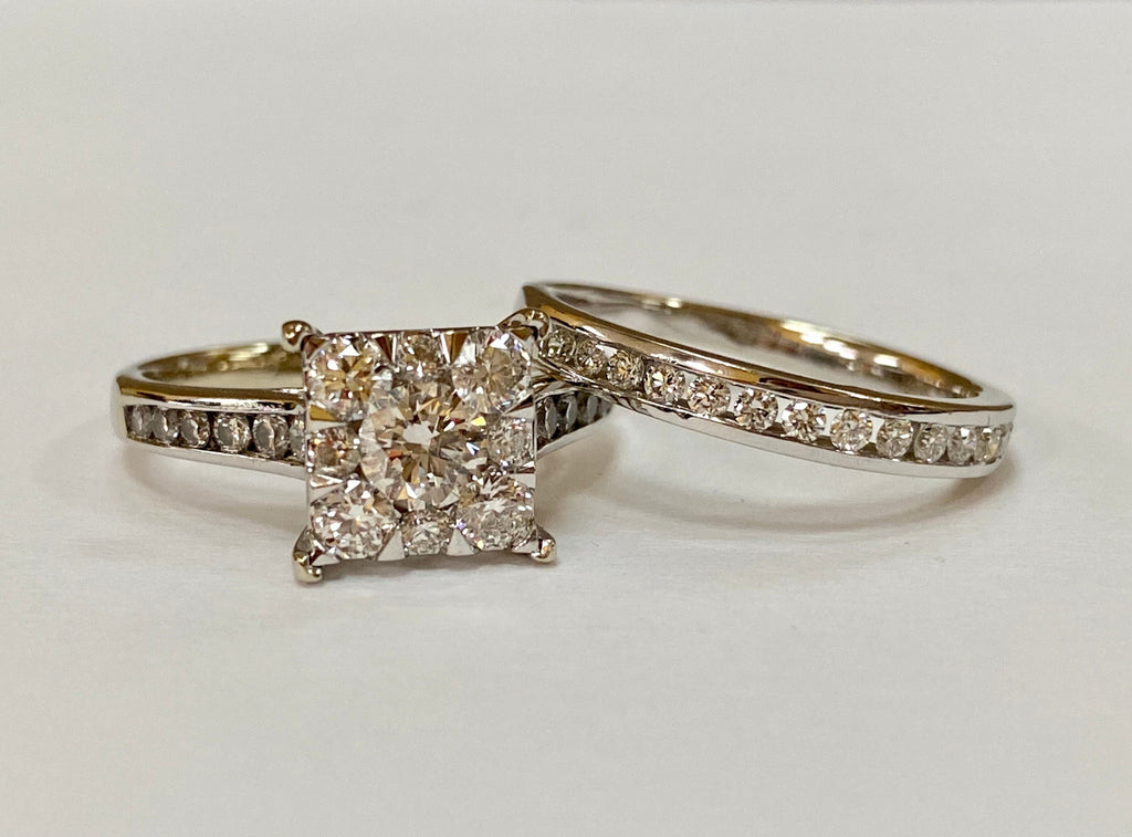 14K White Gold Diamond Bridal Ring Set - 1.10 TCW, VS2 Clarity