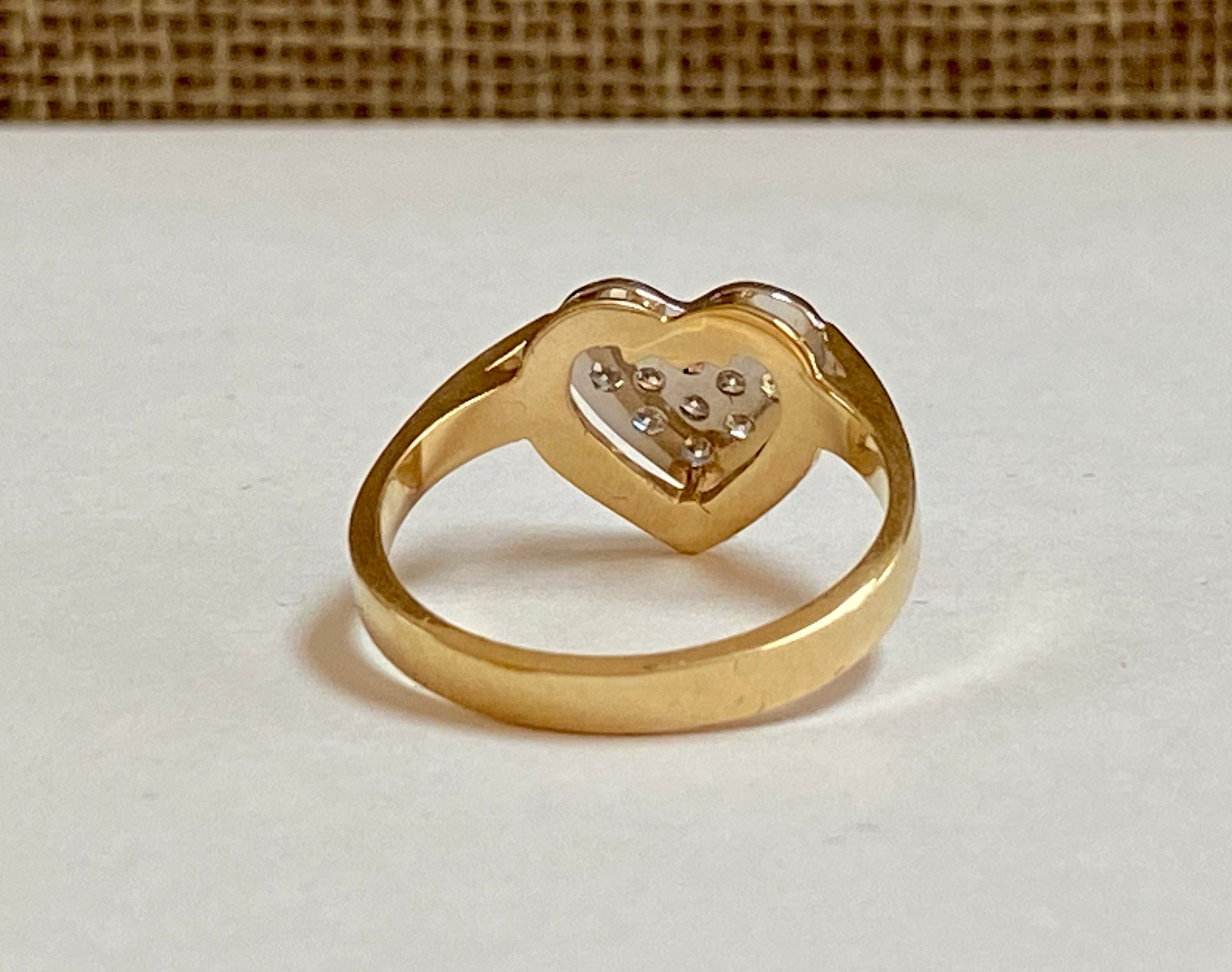 14K Yellow Solid Gold  Heart Diamond Ring!!!!