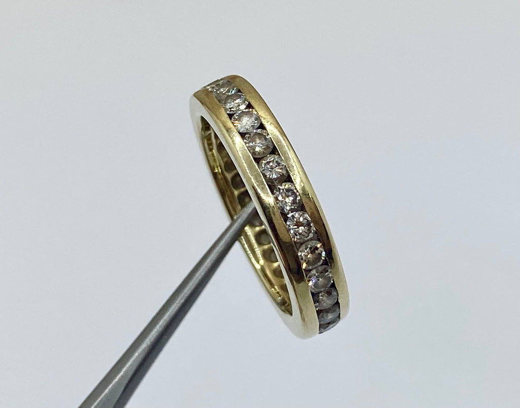 14K  Yellow Gold Channel Set Diamond Eternity Ring/Band