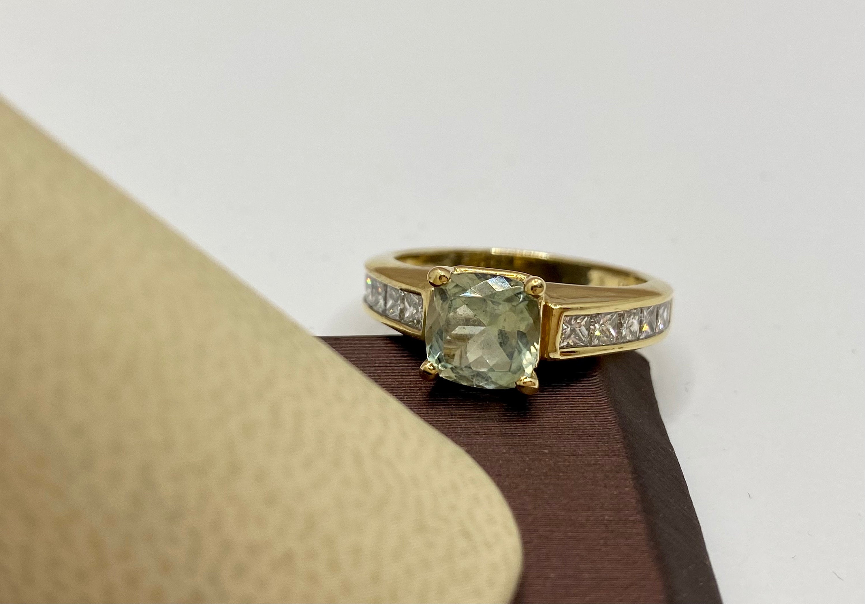 14K Yellow Gold Aquamarine Diamond Statement Ring, Size 8