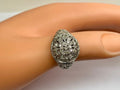 14K White Gold Diamond Filigree Dome Locket Ring - Size 7