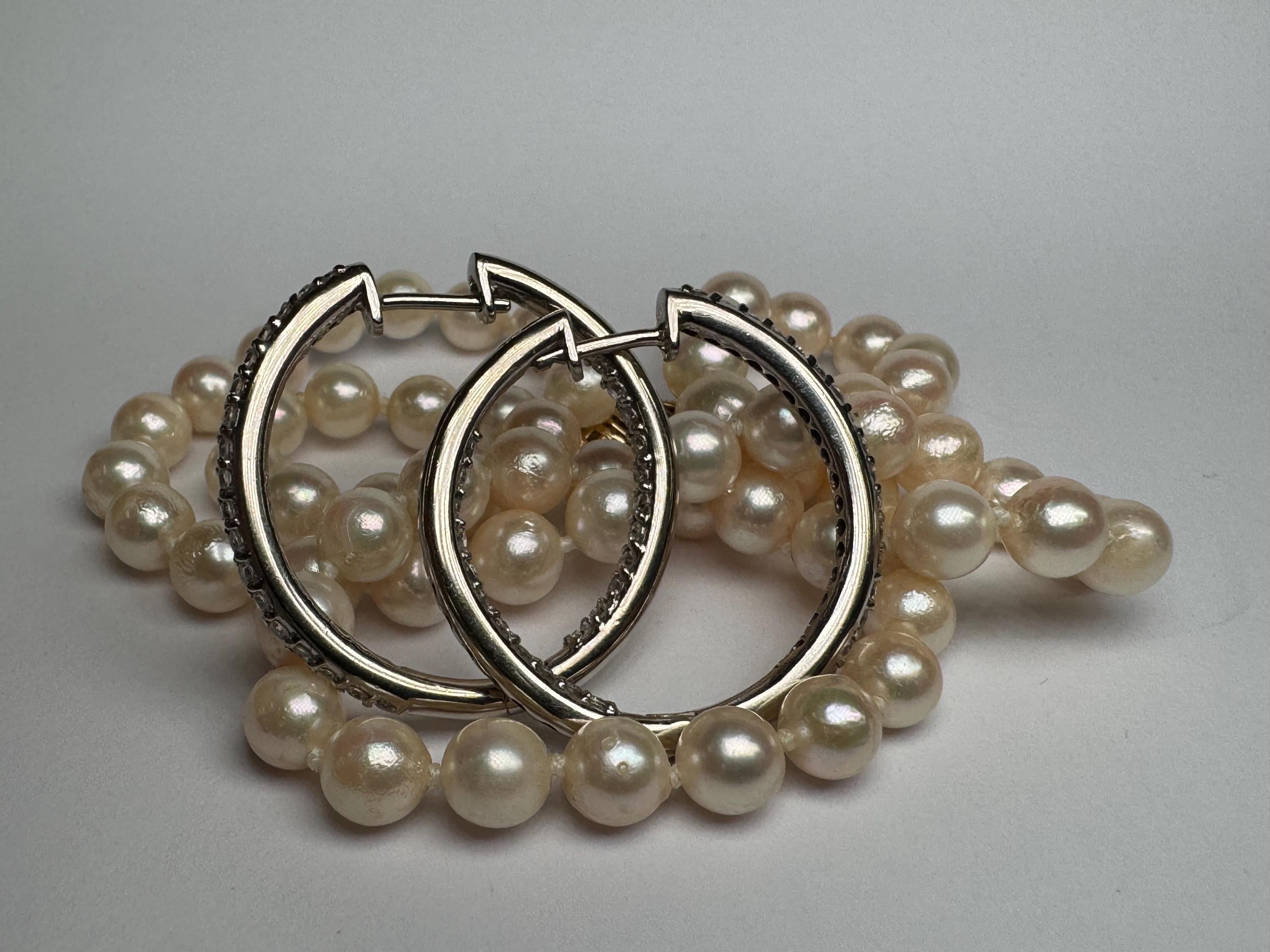 14k White Gold Diamond Hoop Earrings: 0.30ct TCW