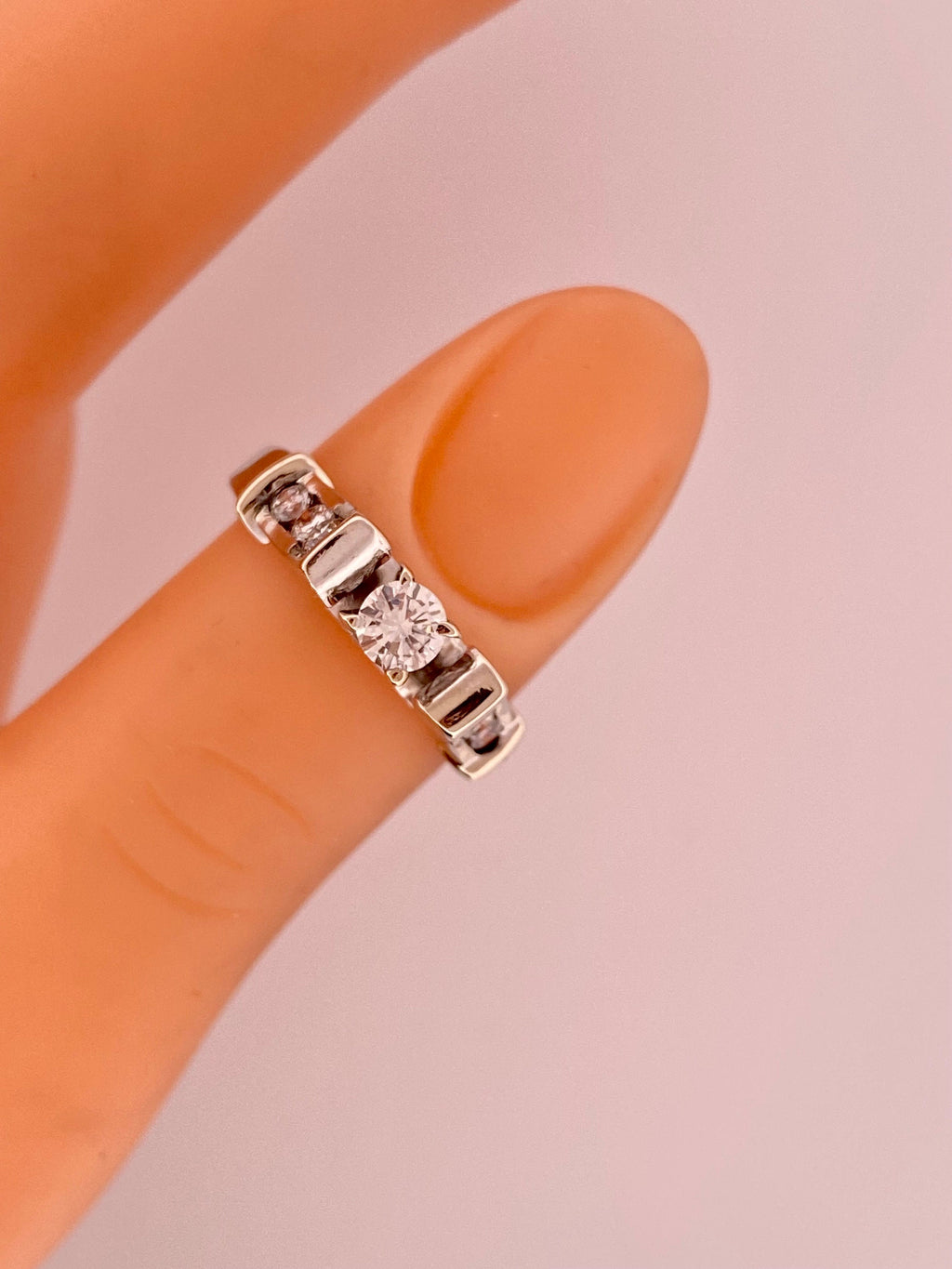 18K White Gold Diamond Ring - Halo Setting, Size 5 3/4