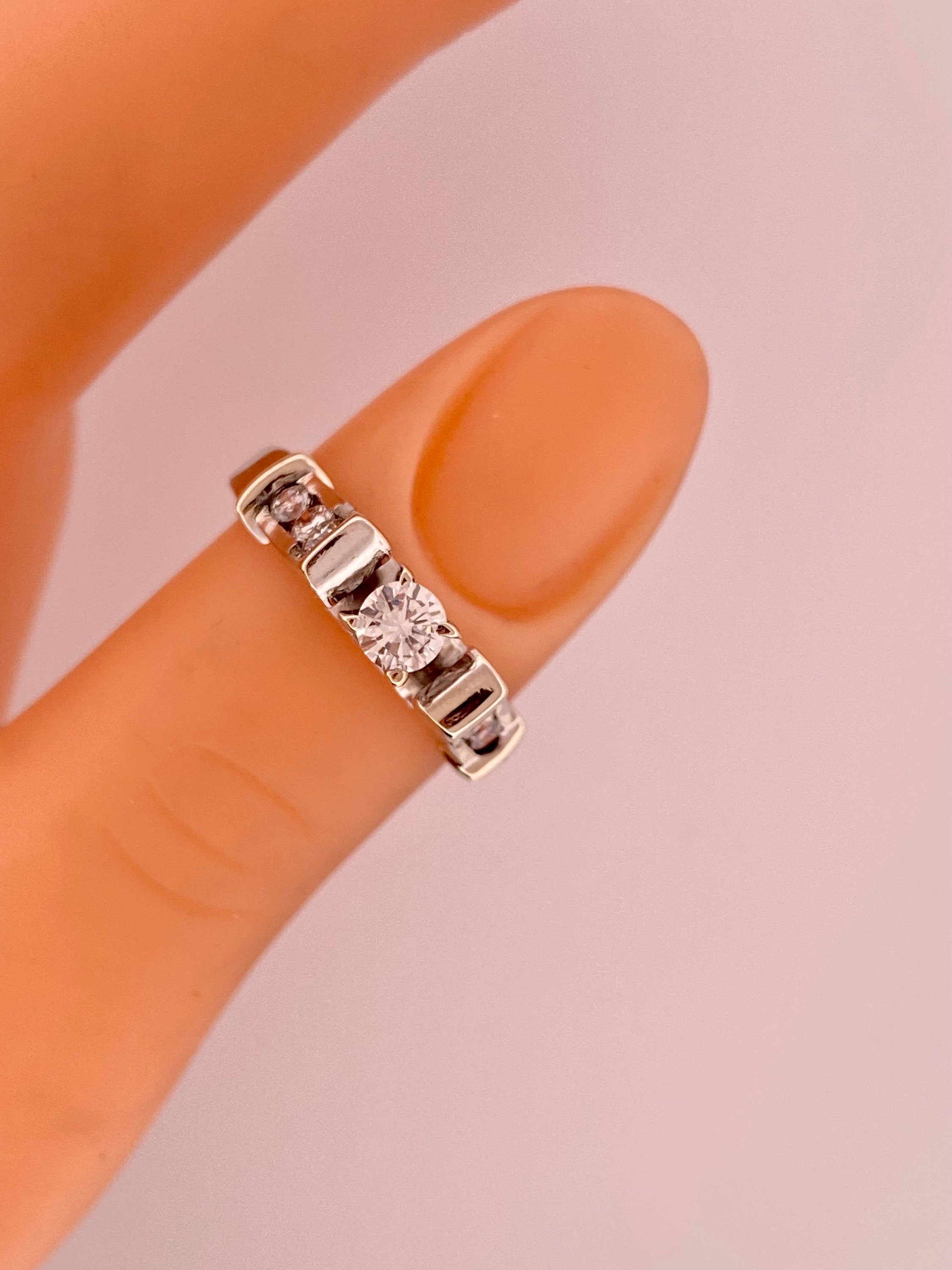 18K White Gold Diamond Ring - Halo Setting, Size 5 3/4