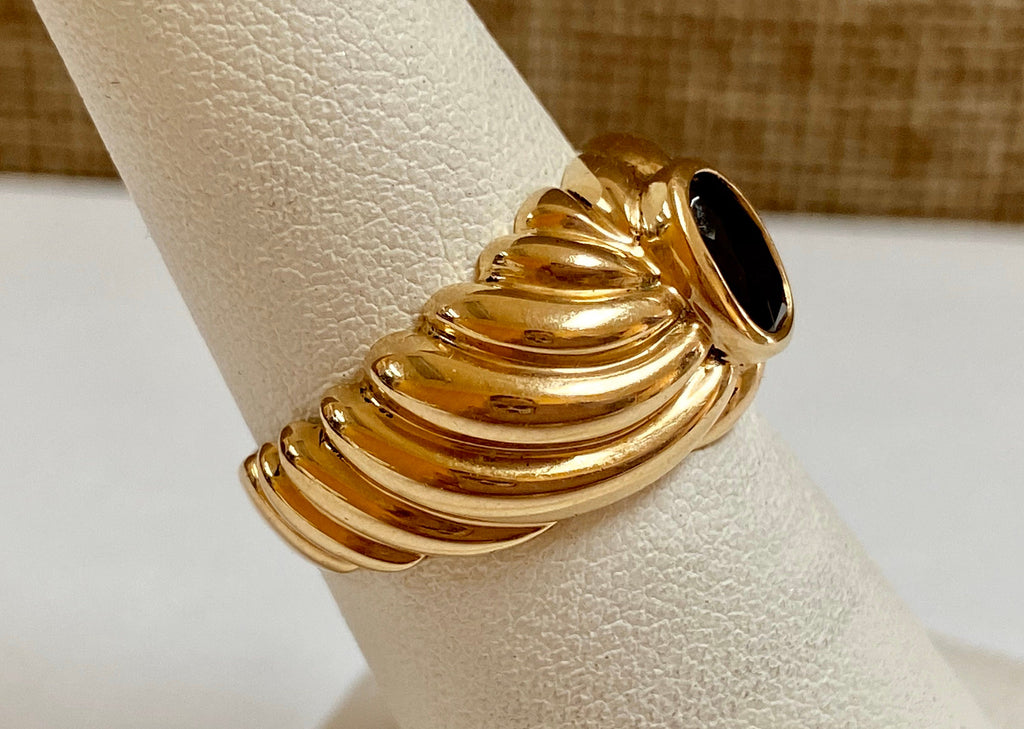 14K Yellow Gold Ruby Ring - Size 7