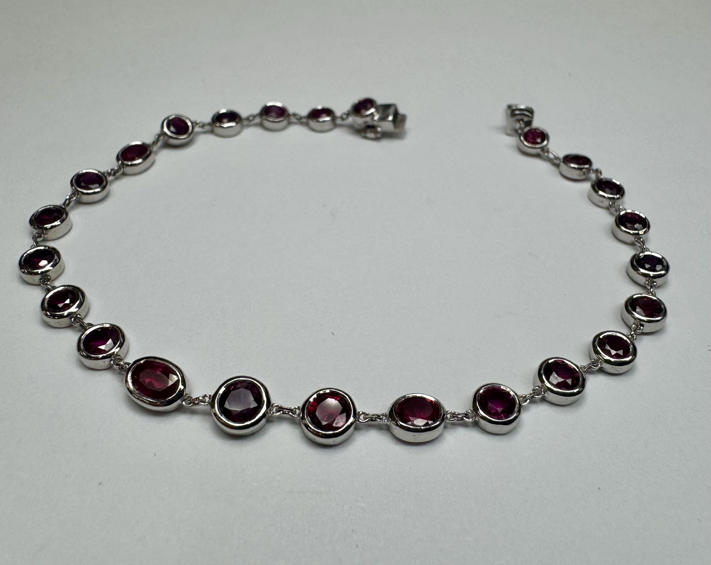 18K White Gold Ruby Bracelet: Multi-Shape Gemstones, Fine Jewelry