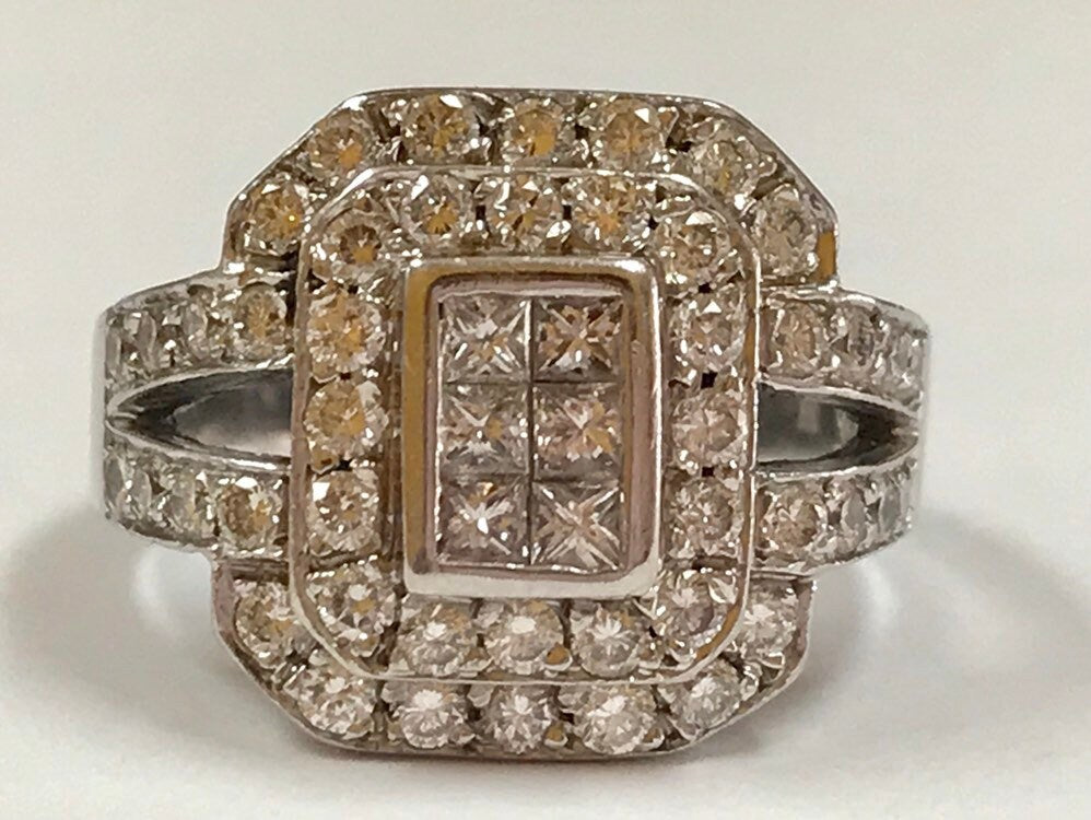 14K Solid White Gold Diamond Ring!!! Size 7.5