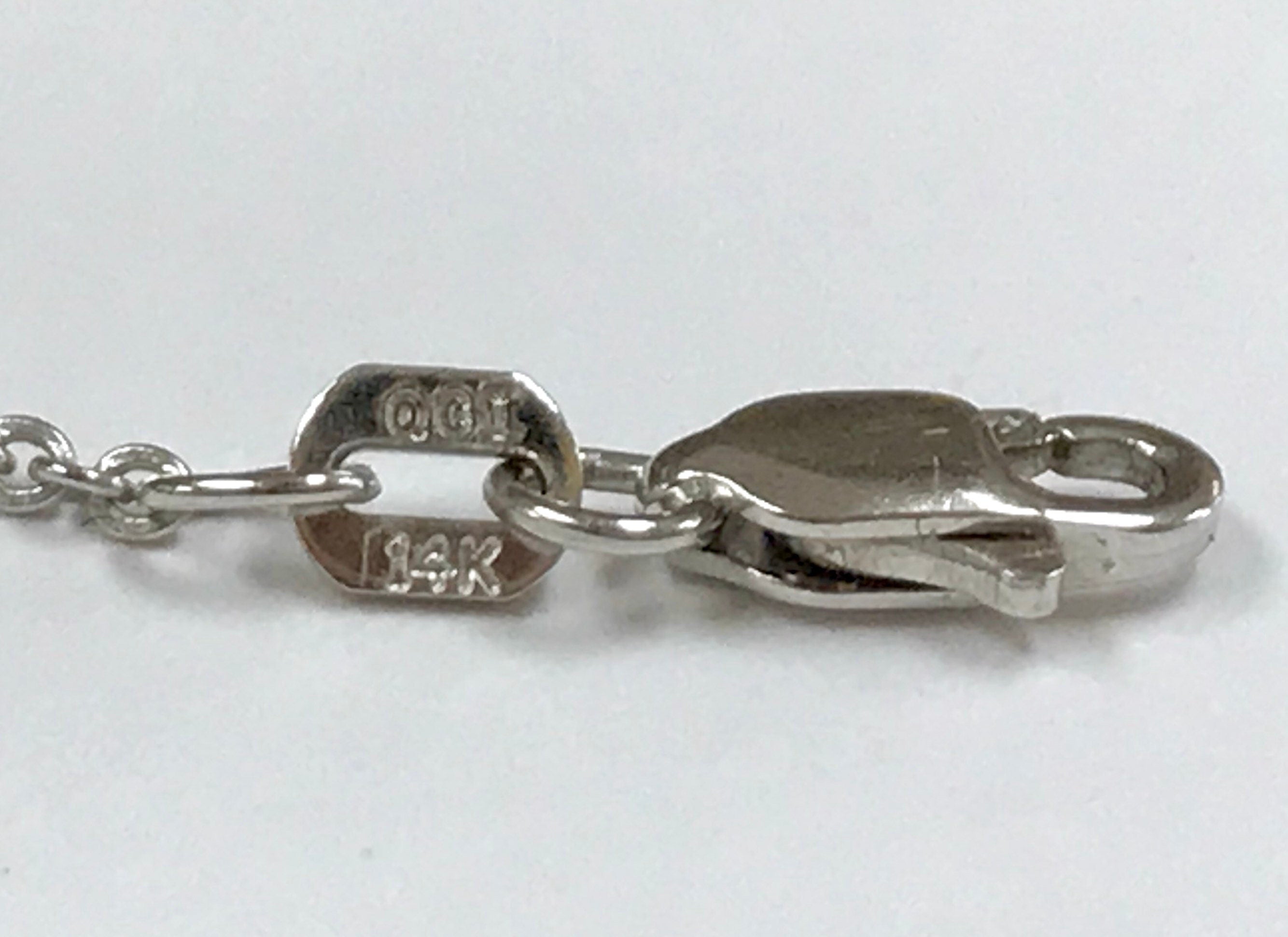 14K Solid White Gold Chain With Black Tahitian Pearl And Diamond Necklace!!!