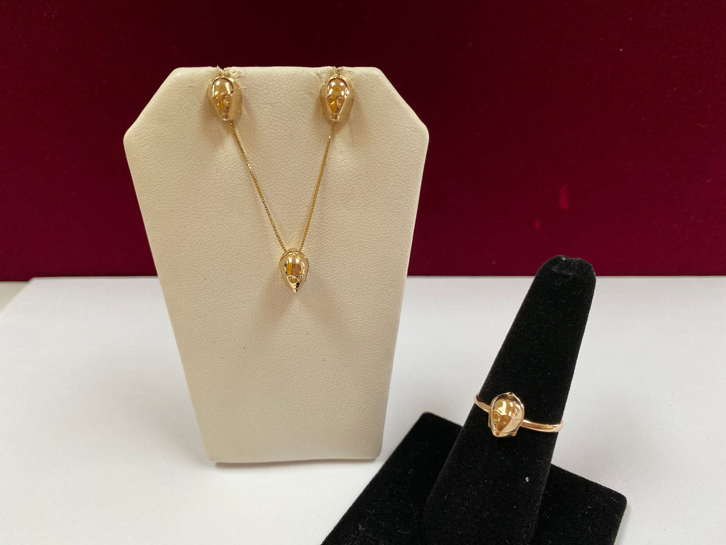 10K Yellow Gold C-3P0 Star Wars Set, Necklace, Earring, Ring