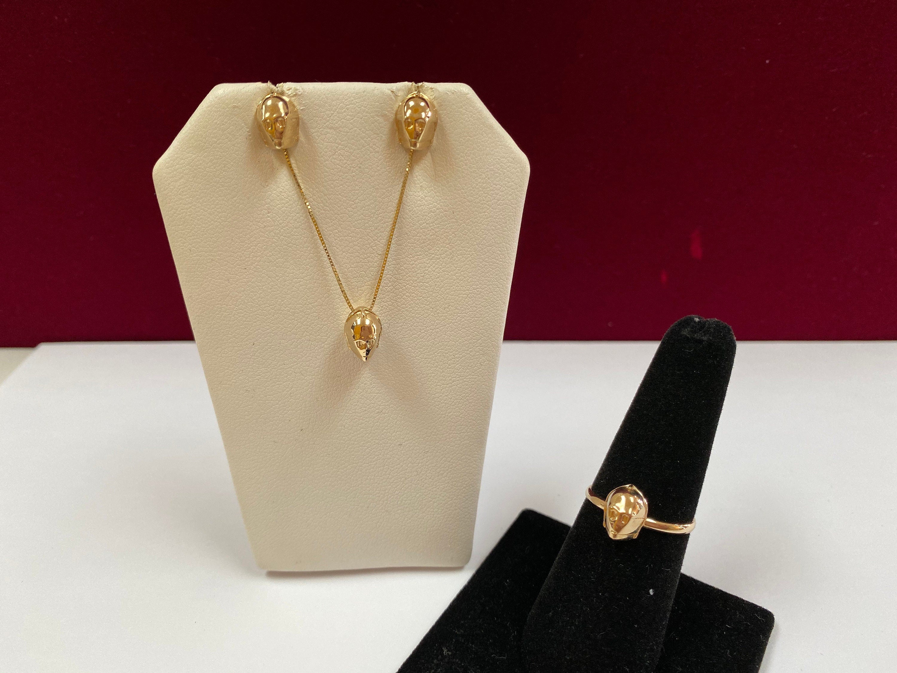 10K Yellow Gold C-3P0 Star Wars Set, Necklace, Earring, Ring